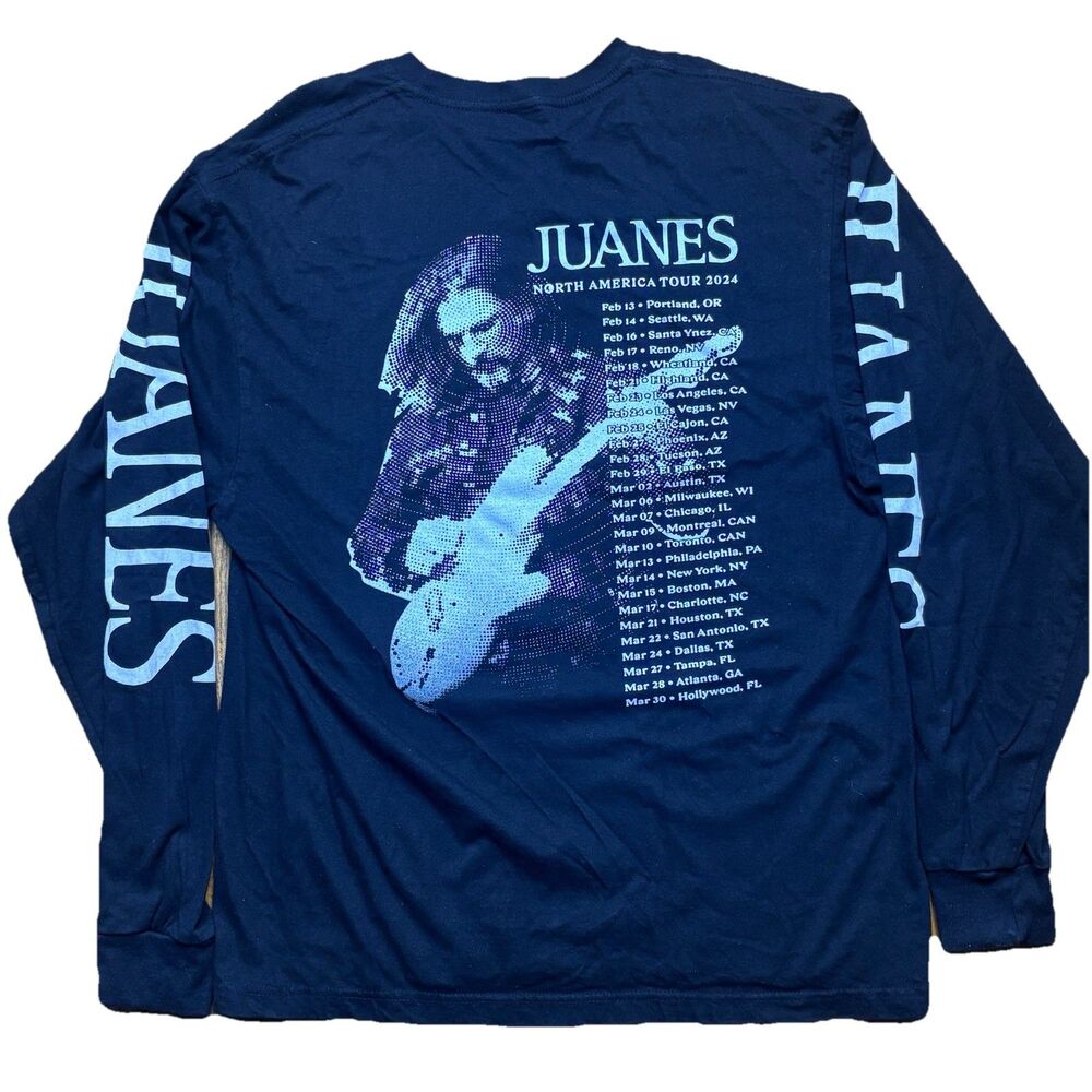 Juanes North America Tour 2024 Long Sleeve Shirt Black Graphic Band Tee XL